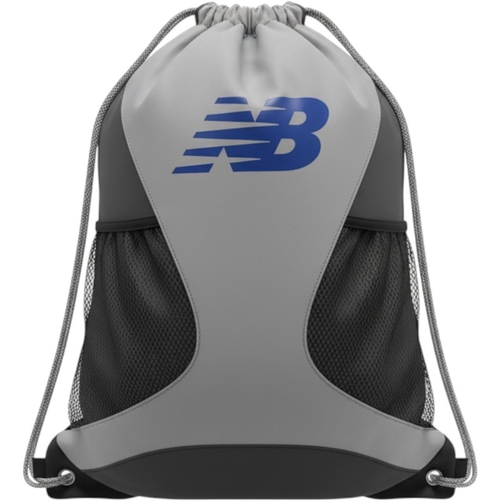 New Balance Drawstring Sackpack Grey Black Blue Logo Cinch Bag Gym Sports Sack